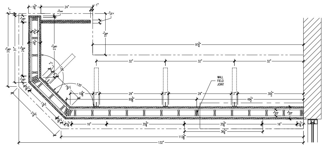 Detailed die wall drawing with dimensions and section information.